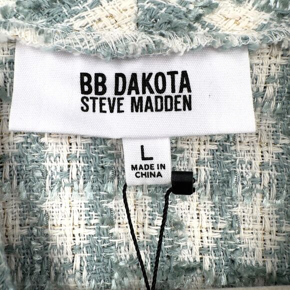BB Dakota Steve Madden Geek Chic Sea Mist Plaid Jacket Blazer Size Large - Picture 5 of 10